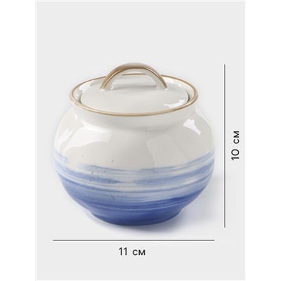 Сахарница с крышкой Доляна «Космос», 400 мл, фарфор, синяя