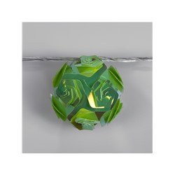 УЦЕНКА Гирлянда «Нить» 4.5 м с насадками «Цветочные шары», IP20, прозрачная нить, 15 LED, свечение зелёное, 220 В