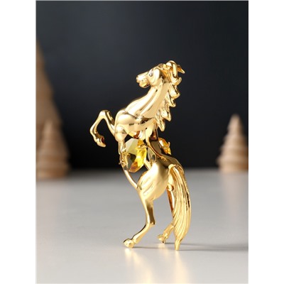 Фигурка металл «Лошадь» с 2 жёлтыми хрусталиками, 5.5×2×8 см