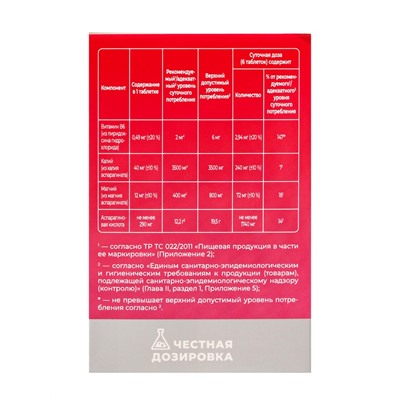 Калий + Магний Аспарагинат «Витамир», поддержка сердца, мышц и нервной системы, 100 таблеток