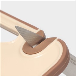 Доска разделочная с точильным камнем Доляна, 29.7×22.3×0.8 см, пластик, бежевая