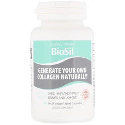 BioSil by Natural Factors, Улучшенный источник коллагена, 60 небольших вегетарианских капсул, заполненных жидкостью