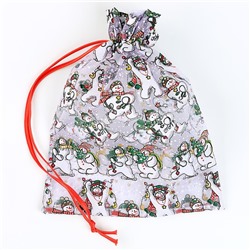 Новогодний мешок «Снеговики с ёлками», р. 25×32 см, органза