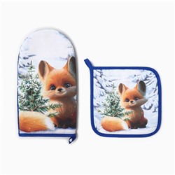 Набор кухонный «Этель. Дарите тепло» варежка 15×28 см, прихватка 19×19 см,100%хл