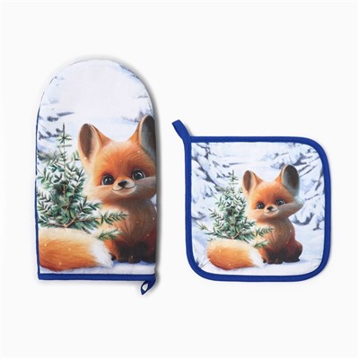 Набор кухонный «Этель. Дарите тепло» варежка 15×28 см, прихватка 19×19 см,100%хл