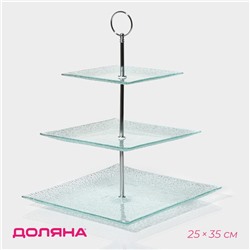 Этажерка-фруктовница прямоугольная Доляна «Акцент», 3 яруса, 25×35 см, стекло