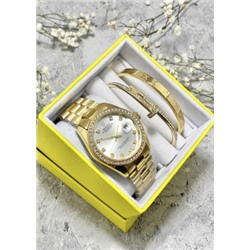 Подарочный набор для женщин часы, 2 браслета + коробка #22852977