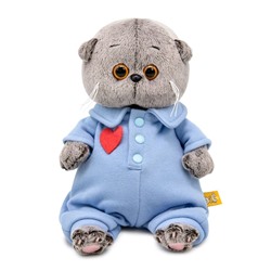 Мягкая игрушка «Кот Басик BABY» в голубом комбинезоне с сердечком, 20 см