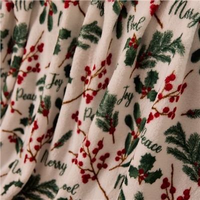 Плед «Этель» «Ветви» 150×200 см,100% п/э, корал-флис 220 г/м²