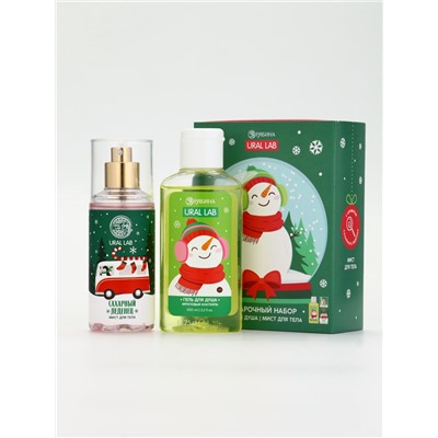 Подарочный набор новогодний «Снеговичок», гель для душа 100 мл и мист для тела, URAL LAB