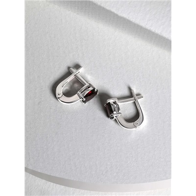 Серьги из серебра с гранатом родированные 925 пробы С-0103-52-08