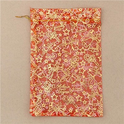 Мешочек подарочный органза «Новогодние игрушки», 20×30 см ± 1.5 см