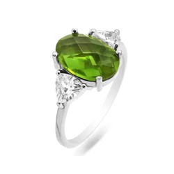 Кольцо из серебра султанит, Элеганс