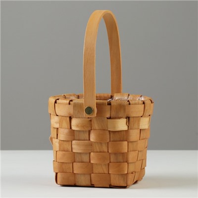 Корзина плетёная для хранения, 13×13×11 см, ручка h=12 см, секвойя, цвет натуральный