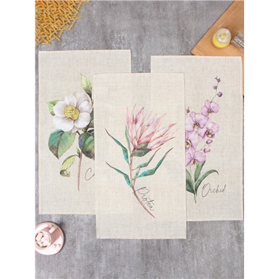 Набор полотенец Этель «Цветочное настроение» 45×70 см - 3 шт., репс 167 г/м², хлопок