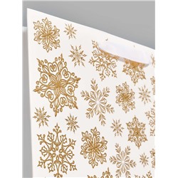 Пакет подарочный «Новогодние снежинки», 29×24×9 см, тиснение, конгрев, 3D-эффект