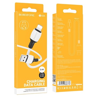 Кабель USB - Apple lightning Borofone BX84 12W 100см 2,4A  (white)
