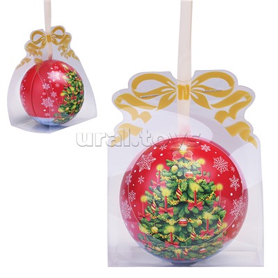 Новогоднее подвесное елочное украшение "Шар" с новогодним пожеланием внутри, черный металл