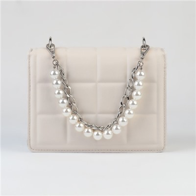 Цепочка для сумки, с жемчугом, d=13±1 мм, 2.3×16×11.5 мм, 29±1 см, цвет серебряный