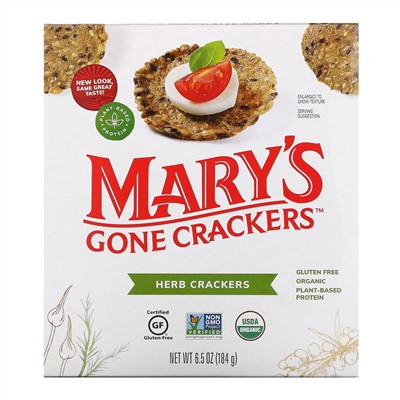 Mary's Gone Crackers, крекеры с травами, 184 г (6,5 унции)