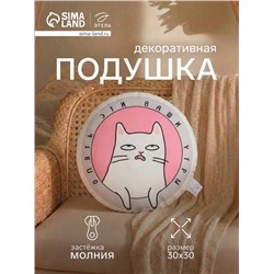 Подушка декоративная «Этель. Уставший кот», 30×30 см, велюр
