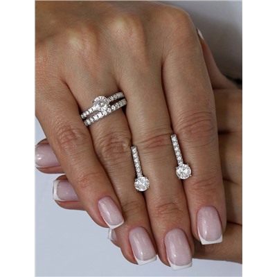 Серьги женские из серебра с фианитами родированные 925 пробы 2-356р200