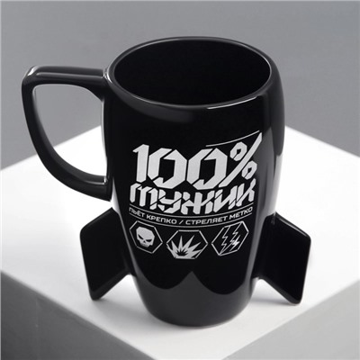 Кружка чайная с крышкой «100% мужик», 300 мл