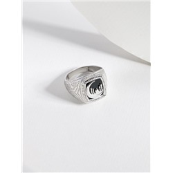 Мусульманское кольцо из серебра с плавленым кварцем родированное К-3000р