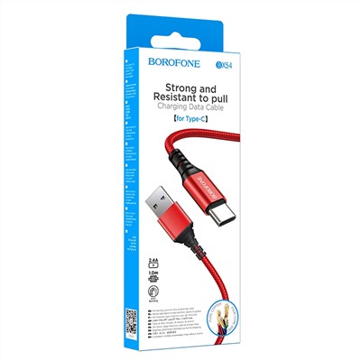 Кабель USB - Type-C Borofone BX54 Ultra bright 12W 100см 2,4A  (red)