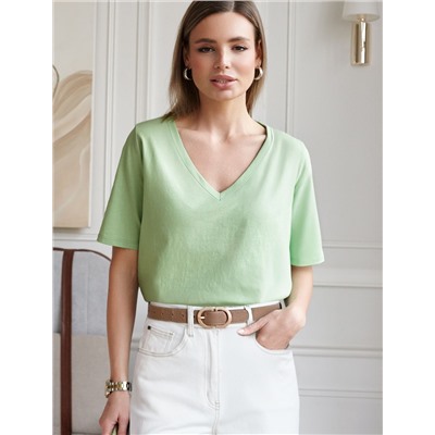 Футболка из 100% хлопка с V-образным вырезом