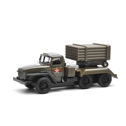 Машина металл Армия России Урал с ракетами 12 см, двери, инерция