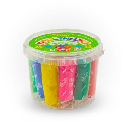 Тесто для лепки 12 цв * 24 г, в ведре