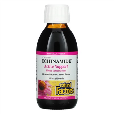 Natural Factors, Patented Echinamide Active Support, Honey Lemon Syrup, 5 fl oz (150 ml)