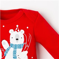 Боди детское «Крошка Я» Happy winter, рост 68-74 см, красное