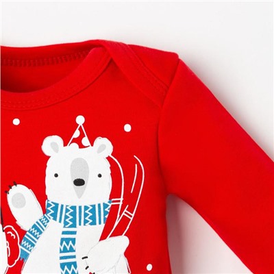 Боди детское «Крошка Я» Happy winter, рост 68-74 см, красное