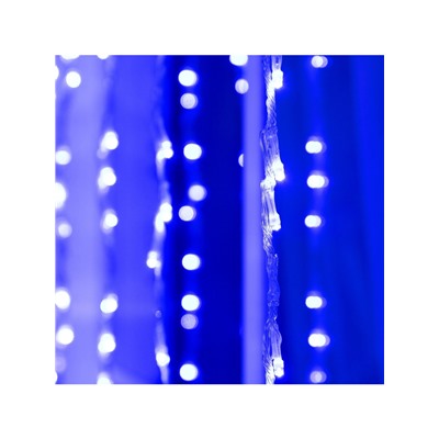 Гирлянда «Водопад» 2×1.5 м, IP44, прозрачная нить, 400 LED, свечение синее, 8 комбинаций режимов, 220 В