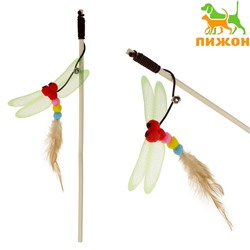 Дразнилка-удочка «Стрекоза», деревянная палочка 40 см, микс цветов