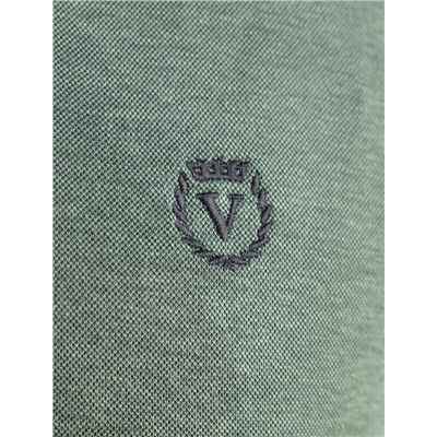 Джемпер хенли из полотна пике с меланжевым плетением с эластаном