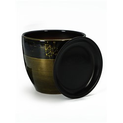 Горшок для цветов «Мираж», керамический, с поддоном, 5 л, коричневый с золотыми полосками