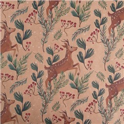 Бумага упаковочная новогодняя крафтовая «Олени», 50×70 см