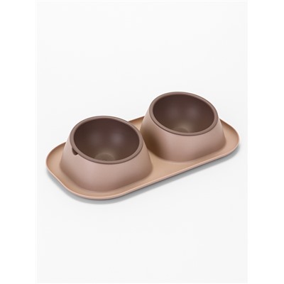 Миска для животных «Дубль Мини», 200 мл, покрытие Soft-touch, пластик, цвет капучино