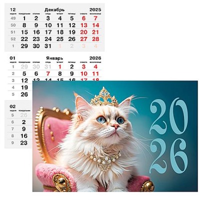 Календарь квартальный 2026г. 3 спирали 305х680 мм "Гламур" ККТ2608 Listoff