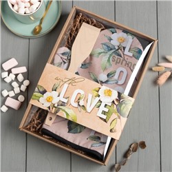 Кухонный набор «Love», варежка-прихватка 20×28 см, лопатка деревянная