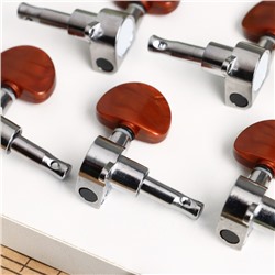 Комплект одиночной колковой механики Music Life, серебристый с коричневым, 3+3