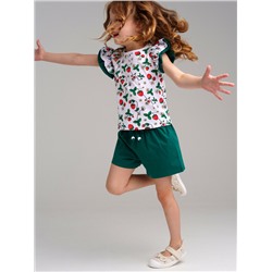 Комплект трикотажный для девочек: фуфайка (футболка), шорты