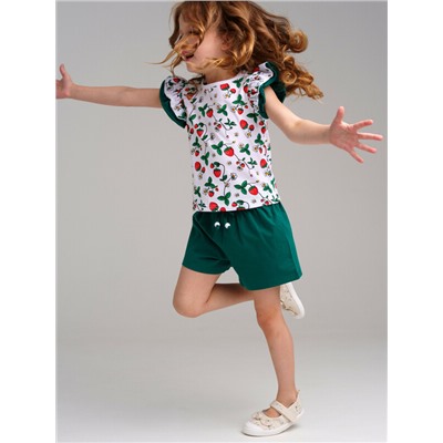 Комплект трикотажный для девочек: фуфайка (футболка), шорты