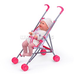 Коляска-трость для кукол, прогулочная, цвет розовый