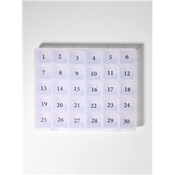 Таблетница - органайзер на месяц, 21,3 × 17,5 × 2,7 см, 30 секций, цвет прозрачный