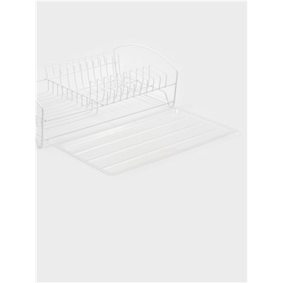 Сушилка для тарелок и кружек с поддоном, 39×25×12 см, белая
