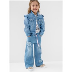 Брюки текстильные джинсовые для девочек